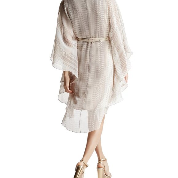 Halston Heritage Printed Kaftan Dress, Mixed Neutrals Ivory Cream, Size XL - Picture 2 of 7